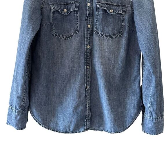 J Crew Jeans Chambray Button Up Shirt Pearl Snap Buttons Long Sleeve Sz6/S #2509 - Picture 4 of 13